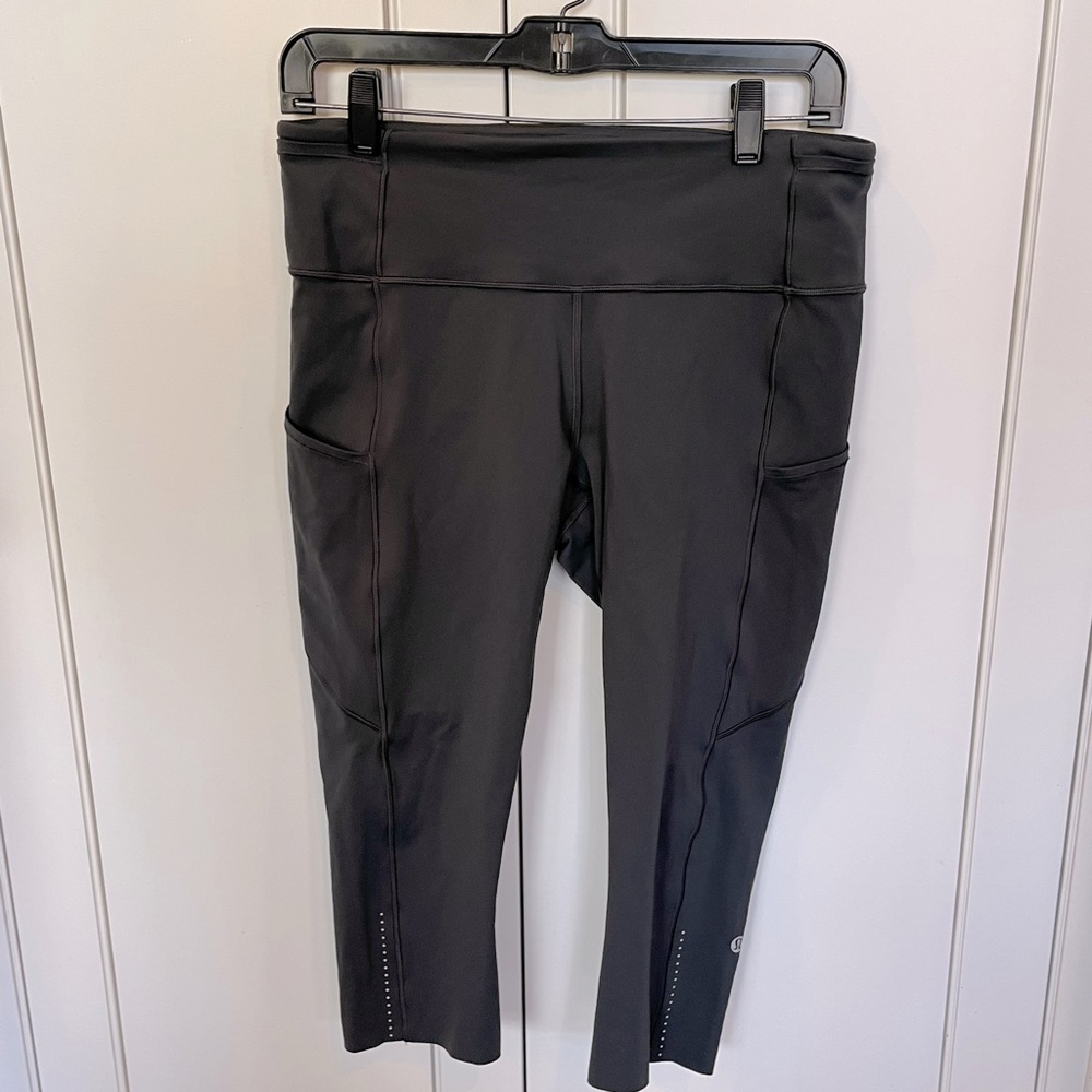 Lululemon fast and free high rise crop charcoal gray size 10